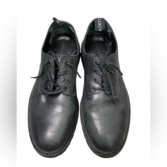 All Saints Tor Oxford Combat Shoes Black Calf Leather...